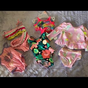 Lot of 5 baby girl swim suits